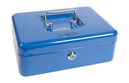 Сейф кэшбокс, синий, металлический ящик для денег IBOX Nr. IB-3-CB-25-18-9
