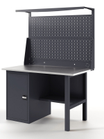 Верстак GREENBERG с перфопанелью двойной с тумбой 1400мм