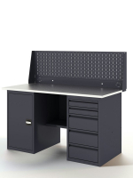 Верстак GREENBERG с перфопанелью одинарной с тумбой и ящиками