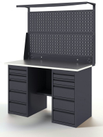 Верстак GREENBERG с перфопанелью двойной с двумя ящиками