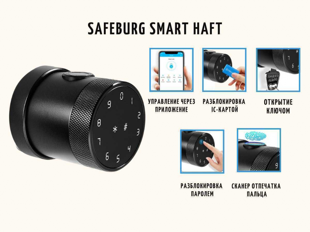 Умный электронный биометрический дверной замок SAFEBURG SMART HAFT