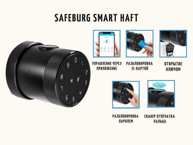 Умный электронный биометрический дверной замок SAFEBURG SMART HAFT